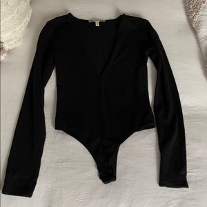 Black deep V bodysuit